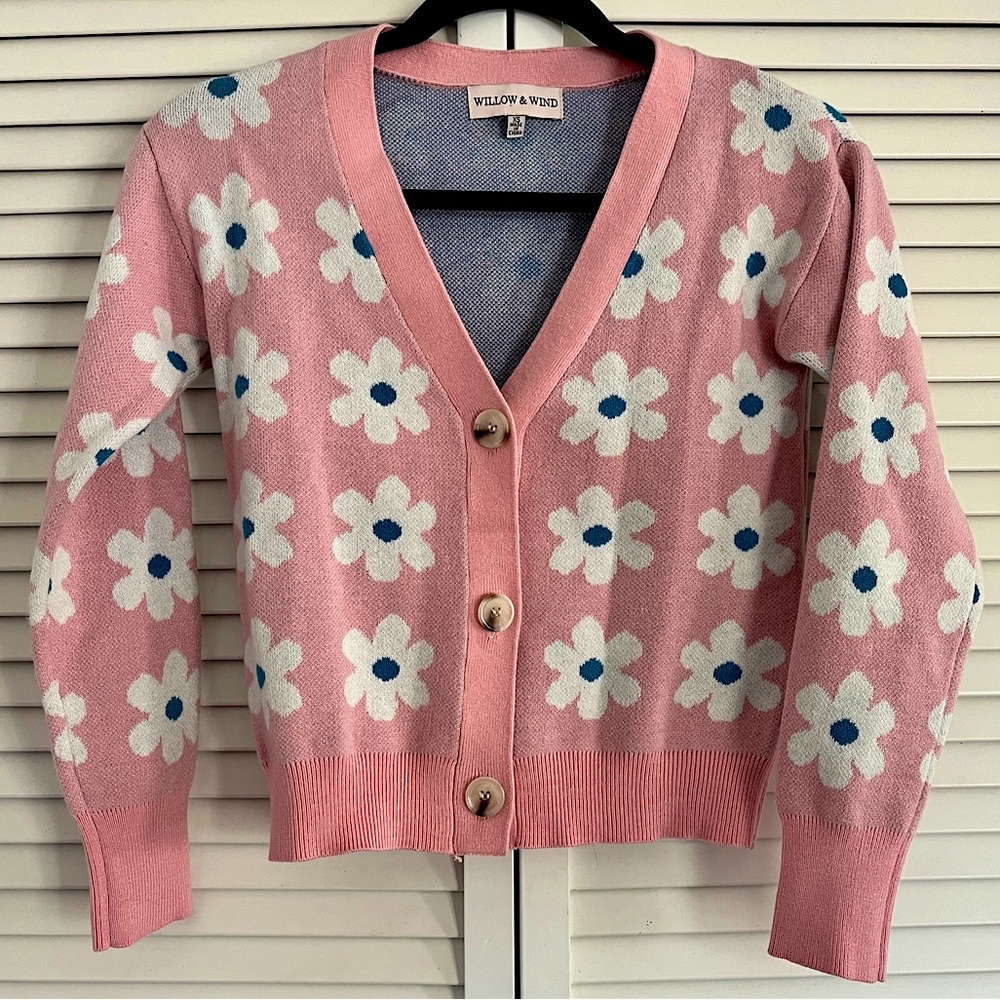 Button Up Floral Cardigan